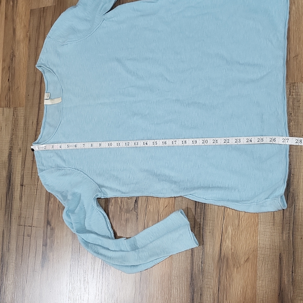 J. JILL PURE JILL Aqua Blue Scoop Neck Cotton Linen Blend Lightweight Sweater - Picture 10 of 11